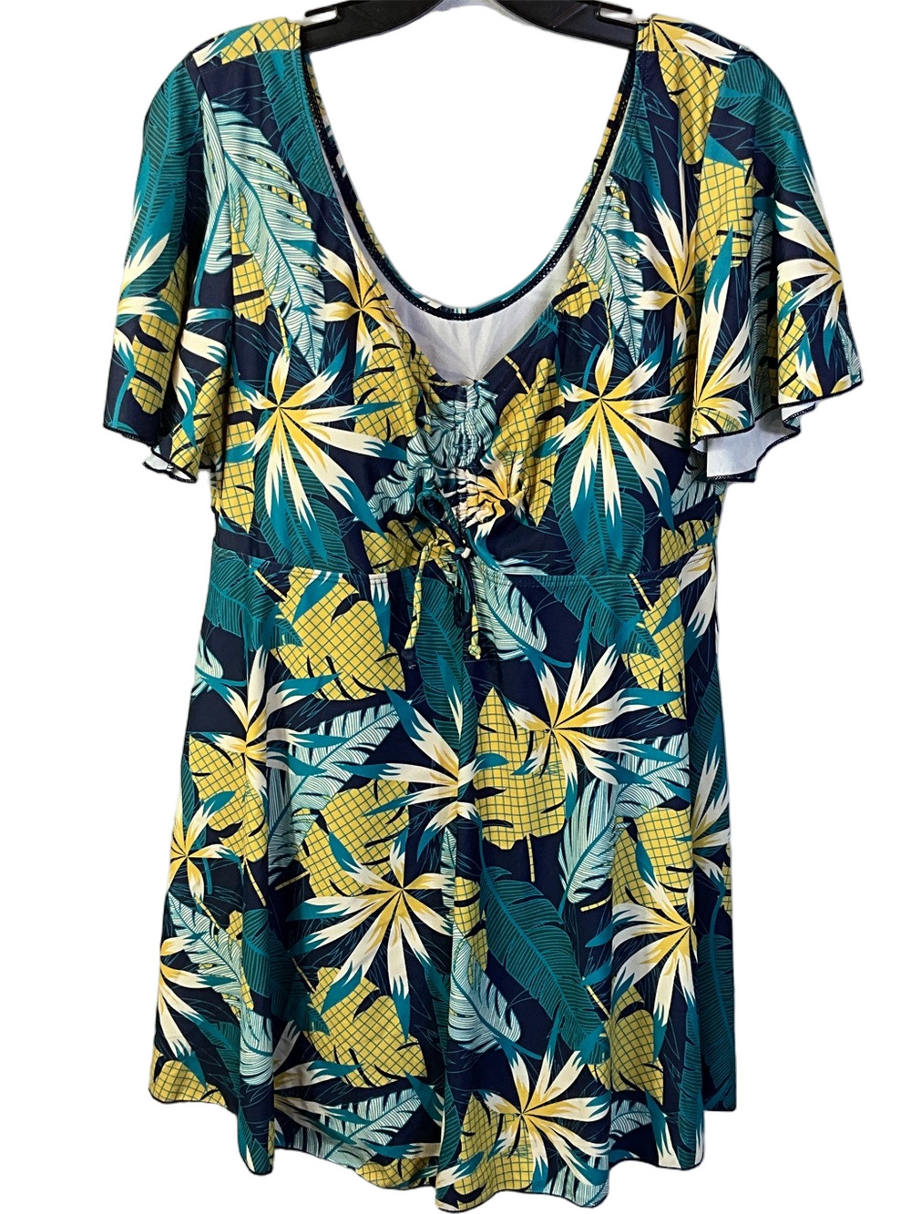 Ecupper Short Sleeve Padded Swim Dress With Shorts One Piece Size 3X
